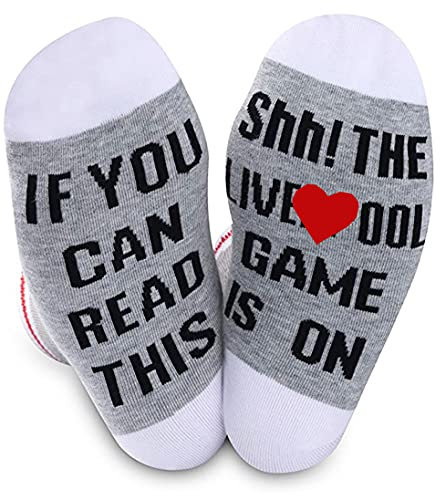 TSOTMO 2 Paar Socken mit Aufschrift If You Can Read This The Liverpool Game Is On - Grau - Medium