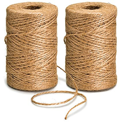 Juteschnur - 3-Fach (500ft / 150m Rolle) Braune Gartenschnur - 2 Rolle Starke Jute Schnur für DIY-Basteln, Dekoration, Blumenarrangements und Geschenkverpackung