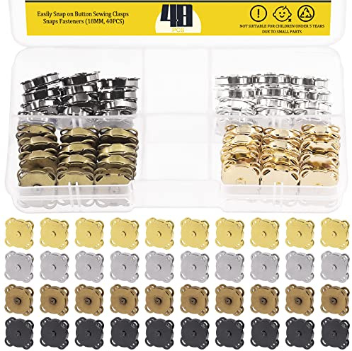 Mardatt 4 Colors Button Clasps Assortment Set Bronze Silver Gold Gunmetal Metal Plum Blossom Sew on Button Clasps Closure Purse for Sewing Leather DIY Projects Scrapbooking (14mm)