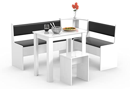 VCM Corner bench seating group dining group bench table stool Esal Mini Corner bench seating group dining group bench table stool Esal Mini White