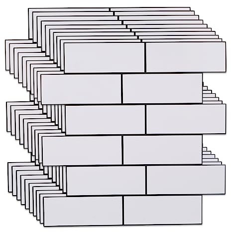 Jackfru 10 stycken 3D tegelstenstapet (30 x 30 cm), självhäftande tapet, stentapet för möbler, kök, fönsterbräda, skåp, vattentät tapet (vit)