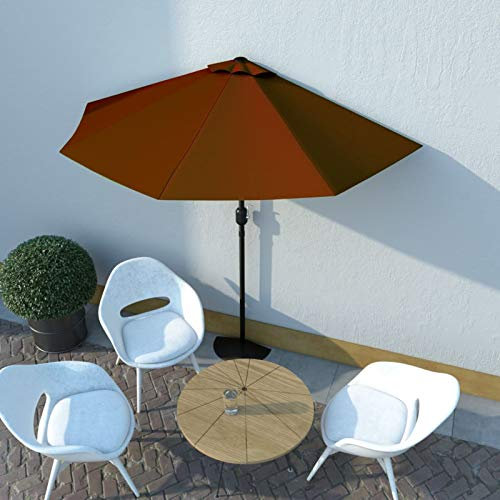 Camerina Sombrilla balcón semicircular aluminio terracota 270x144x222 cm Cubierta Jardín Patio Terraza Exterior Mitad Parasol Rayos UV