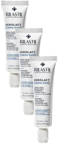 Rilastil Xerolact Crema Mani Riparatrice, Trattamento Restitutivo, Nutriente e Protettiva con Burro di Karité per Pelli Sensibili, Molto Secche, Confezione da 90ml