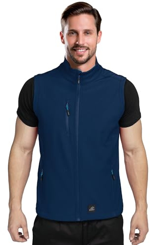 BWOLF GRIN - Chaleco softshell para hombre, para exteriores, para hombre, chaleco de trabajo, softshell con forro, azul, M