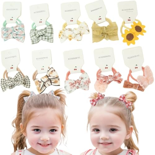 KAQILE 20 elastici per capelli per bambini, per coda di cavallo, accessori per capelli per ragazze, bambini, bambini e bambini