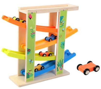 Vaguelly 1 Satz Segelflugbahn Auto-spielset Für Kleinkinder Lustiges Rennauto Gleitwagen Spielzeugautobahn Gleitendes Spielzeug Rutschendes Spielzeugauto Schiebespielzeug Holz