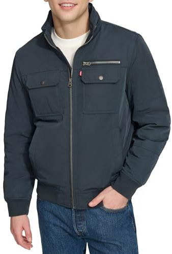 Levi's Men's Stand Collar Utility Bomber, Navy, Large