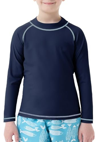 MEETWEE Jungen Schwimm Kurzarm/Langarm Shirt Kinder Schwimm UV Tshirt Kinder Badeshirt RashWeste Surfen Tshirt Schnelltrocknend Strand Shirt Wassersport Top