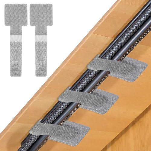 Bewudy 80 Stück Klett Kabelbinder, Wiederverwendbare Kabelbinder Klettband, 9cm Selbstklebende Kabelklett Klettverschluss für Kabelmanagement für Kabel Wandbehänge Auto Zuhause Organizer(grau)