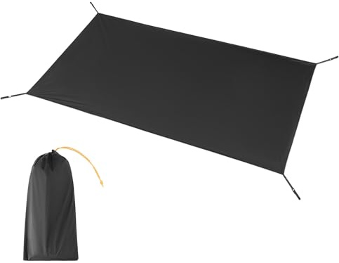 Qunature Lona Impermeable para Tienda de Campaña, Protección de Suelo Ligera con Bolsa de Almacenamiento, Ideal para Acampada, Camping y Senderismo, 200 * 110 cm, Negro