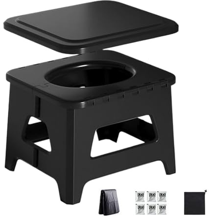 Renchey Inodoro Portátil Para Camping - Baño Portátil para Acampada - Taburete Plegable Compacto Accesorios Asiento Para Senderismo Camping Viajes Coche