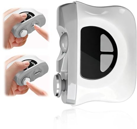 ONGNIUU Cortauñas Eléctrico, 3 en 1 Cortaúñas Automático y Pulidor, 3 Velocidades + Luz LED, USB Recargable, Depósito de Uñas y 40 dB Ultra Silencioso, Para Bebés, Adultos, Ancianos, Color Gris