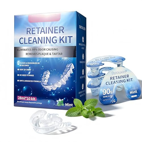 Nettoyant Gouttiere Dentaire,Nettoyant pastille appareil dentaire,Retainer Cleaner 10pc,Nettoyez les taches sur les aAppareils dentaires et gardez-les brillantes et non Jaunissantes (Liquid)
