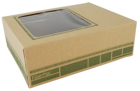 Southern Champion Tray 2449 FiberPac Kraft Fiberboard Window Lunch Box, 9-1/4 Length x 7-3/8 Width x 3-1/8 Height (Case of 200)