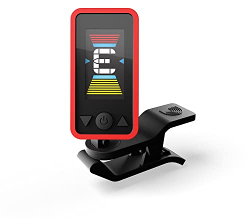 D'Addario Guitar Tuner - Eclipse Headstock Tuner - Clip On Tuner for Guitar - Great for Acoustic Guitars and Electric Guitars - Quick and Accurate Tuning - Red