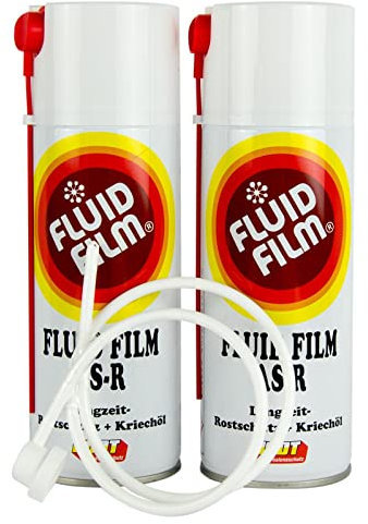 Amplelife 2x FLUID FILM AS-R Rostschutz, Korrosionsschutz, Hohlraumschutz 400 ml & Sonde für Hohlkörper, Türen, Fenster, Synthetisches Gummi, Wasserfest