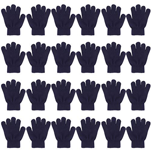 QKURT 12-pack magiska vinterhandskar för barn, hela fingrar, vinter, stickade magiska stretchhandskar, termiska vinterhandskar för pojkar, flickor, baby