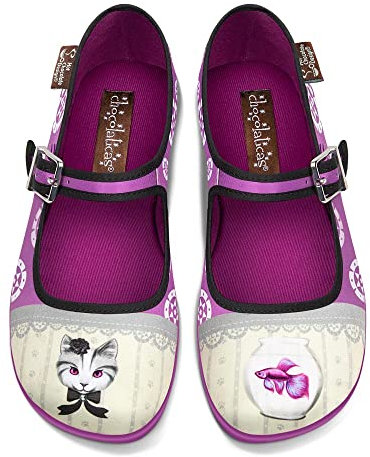 Hot Chocolate Design Chocolaticas Damenschuhe, flache Mary-Jan-Schuhe aus flippigem Leinen, 35.5 EU
