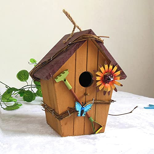 BYNYXI Nichoir Oiseaux en Bois, Nichoir pour Oiseaux Suspendu Exterieur Maison Nid Oiseau Sauvage Exterieur Maison pour Petits Oiseaux Nid pour Oiseaux Moineau Décoration Jardin Terrasse Balcon