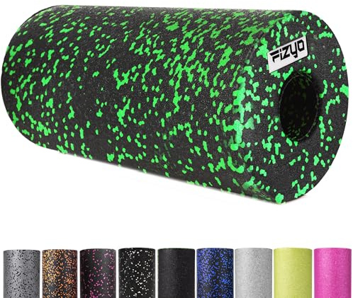 Fizyo Rodillo de Masaje Muscular 30x15 cm – Foam Roller de Alta Densidad para Liberación Miofascial, Recuperación Deportiva, Yoga, Pilates, Cross Training y Fitness (Negro Y Verde)