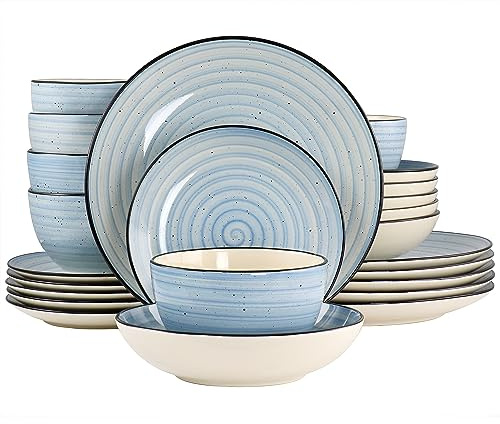 Elama Gia 24 Piece Stoneware Dinnerware Set (Light Blue)