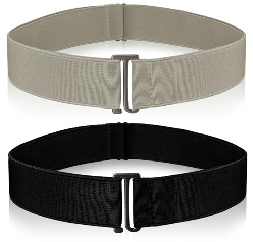 Amaxiu 2 x Cinturones Invisibles para Mujer - Cinturón Elástico Ajustable de Cintura con Hebilla Plana para Pantalones