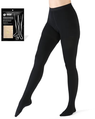 VARCOH Compression Socks for Women, Compression Tights, Compression Leggings for Women, Medical Compression Stockings Best for DVT, Pregnancy, Varicose Veins, Relief Shin Splints, Edema (Black,XL)