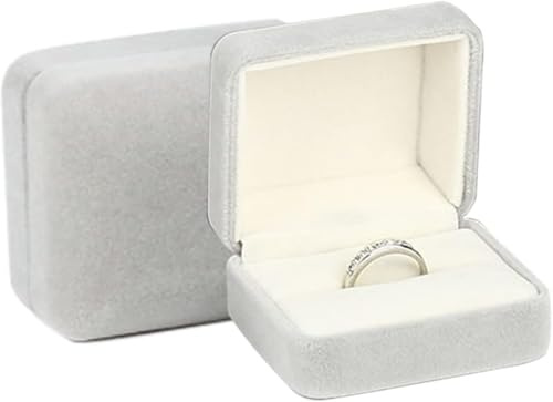 AIVEKAIR Ringschatulle, Samt Ring Box Schmuck Display Ringschachtel 64 x 52 x 36mm Samtringe Ohrringe Etui Anhänger Boxen für Heiratsantrag, Hochzeit, Valentinstag, Geburtstag (Grau)