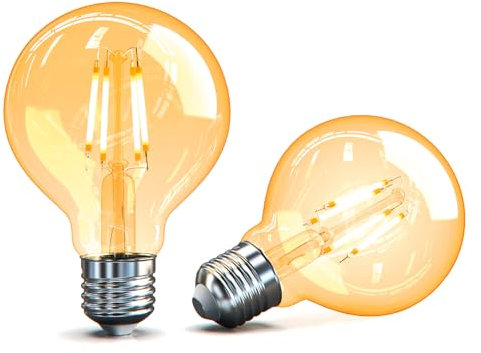 Yexati Edison Vintage LED-Leuchtmittel E27 G80, 4W Warmweiß 2700K, entspricht 40W Glühlampe, Retro-Glühlampe, dekorative Glühbirne, nicht dimmbar, klares Filament, 2er-Pack