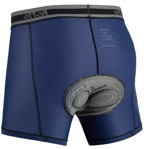 ROTTO Cykelunderkläder för män 3D vadderade cykelundershorts MTB-foder andas snabbtorkande, marinblå, L
