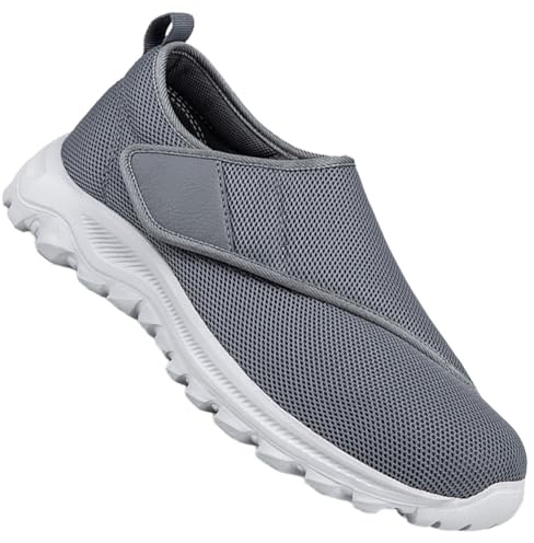 Aocase Zapatos Ortopédicos Ligeros Hombre Zapatillas pie Diabetico Hombre Verano Mocasines sin Cordones para DiabéTicos Pies Hinchados Zapatillas Cómodas Ancho Especial,Gris,42 EU
