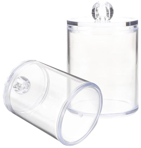 HOLIDYOYO 2 piezas Contenedor Acrílico Transparente para Algodón y Bastoncillos con Tapa Protectora Caja Compacta y Resistente para Almacenamiento Higiénico Baño y Tocador de Unidades