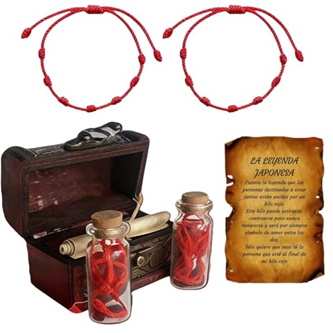 Pulsera Para Pareja Hiloes Rojo Del Destino | Pulsera Para Él Y Para Ella Hiloes Rojo Dels Destino | Amuleto De Cuerda De La Buena Suerte | Para Mujeres Parejas Novios Bodas Compromiso San Valentín