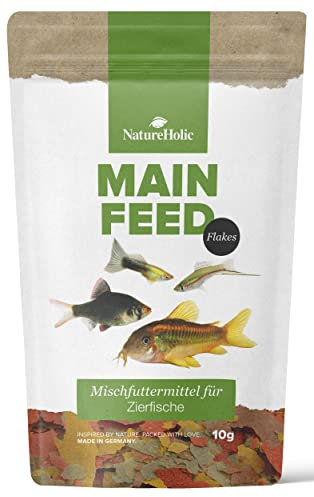 NatureHolic Hauptfeed Flocke | Fischfutter Aquarium I Alleinfutter für Zierfische I für alle Fische im Aquarium I schonend hergestellt I Made in Germany I 50ml