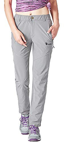 donhobo Damen Outdoor Wanderhose Quick Dry Campinghose Ultraleichter Verschleißfester UV-Schutz Atmungsaktiv Trekkinghose Funktionshose (Grau,M)