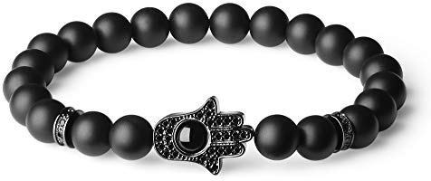 COAI Hamsa handskydd stenarmband för män kvinnor, 6.5 inches, Sten