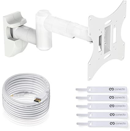 TV Wandhalterung für 10-42 Zoll (ca.25-107cm) Flach & Curved LCD LED OLED Fernseher & TFT Monitor | Schwenkbar Neigbar Ausziehbar | Wand Halter Fernseher Halterung | VESA 50x50-200x200 | Weiß
