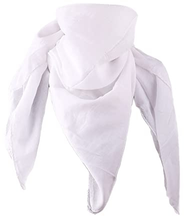 Baumwolltuch Schal Kopftuch Damen Herren Unisex Bandana Halstuch Accessoire Multifunktionstuchviele Atmungsaktiv und Weich Gesichtsschutz für Herbst und Winter Farben 100x100 cm (Weiß)