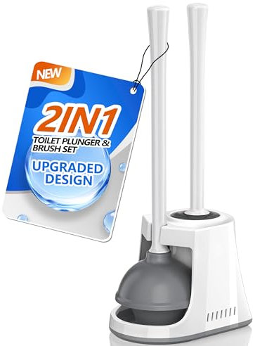 LOVLOY Toilet Plunger and Brush, 2-in-1 Toilet Brush and Plunger Combo, White, 1