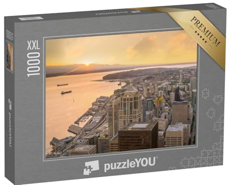 Puzzle 1000 Teile XXL „Ruhiger Sonnenuntergang über Seattle im Staat Washington, USA“ – aus der Puzzle-Kollektion Seattle