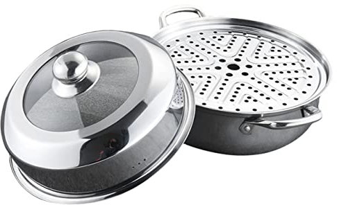 ANSNOW Pentola a Vapore in Acciaio Inossidabile Pentola a Vapore Domestica Pentola per Stufati Pentola a Vapore Tamale Pentola a Vapore a 2 Livelli Spremiagrumi a Vapore Pentola per Zuppe Pentola a