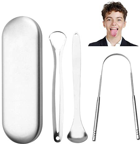 Zungenreiniger | Zungenschaberbürste | Zungenschaber für Erwachsene | Zungenreiniger Schaber für Erwachsene und Kinder | Zungenbürste wiederverwendbar tragbar Edelstahl Zungenschaber | Reduzieren Sie
