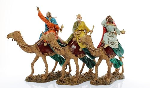 Moranduzzo Set Heilige DREI Könige auf Kamel für Krippe 12 cm Maßstab 1:15 - Unzerstörbare Krippenfiguren - Stil 700', Handbemalt, Offizielles Produkt, Hergestellt in Italien, Bildhauer M. Landi