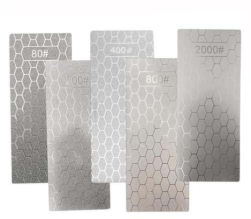 5 Pièces Pierres à Aiguiser Diamantées, 80/200/400/800/2000 Pierres à Aiguisées pour Les Couteaux de Cuisine, Les Ciseaux et les Activités de Plein
