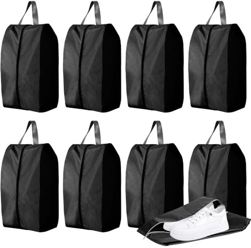 WDKXCN Schuhbeutel, 8 Stück Schuhbeutel Reise, Schuhtasche mit Reißverschluss, Schmutzabweisende Schuhtasche Reise, Wasserdicht Schuhtaschen für Reisen oder Aufbewahrung zu Hause, XL Large Schwarz