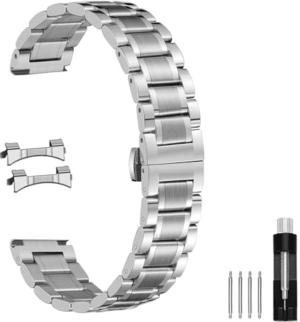 Nelumbo Quick Release Metal Chain Butterfly Clasp Cinturini 18mm 19mm 20mm 21mm 22mm 24mm Cinturino in acciaio inossidabile di ricambio (Silver, 19MM)