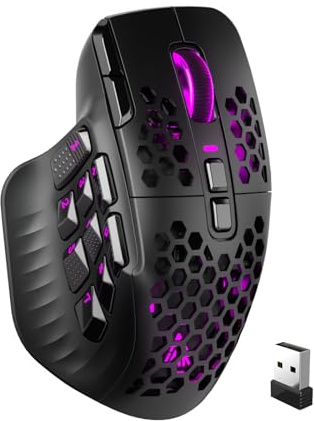 SOLAKAKA SM809 Pro Gaming Mouse with 9 Side Buttons,24000 DPI RGB Mouse for Gamer,16 Programmable Macros MMO Mouse,Black