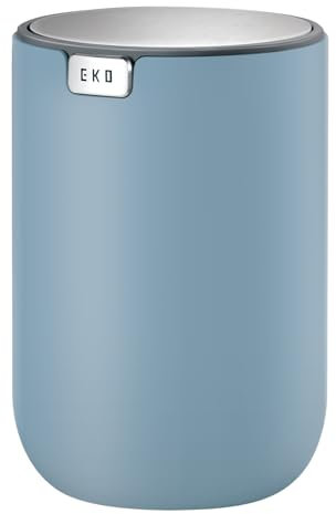 EKO Fandy Mini poubelle de table ronde de 1,5 l avec couvercle basculant, pour bureau, maison, salle de bain, chambre à coucher, voiture (bleu)