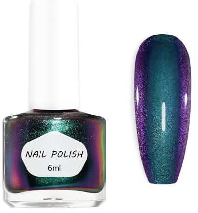 Holographic Nail Polish - 6ml Quick Drying Chameleon Nail Varnish - Blue to Green Glossy Shiny Nail Polish - Long-lasting Nail Varnish for Manicure DIY at Home