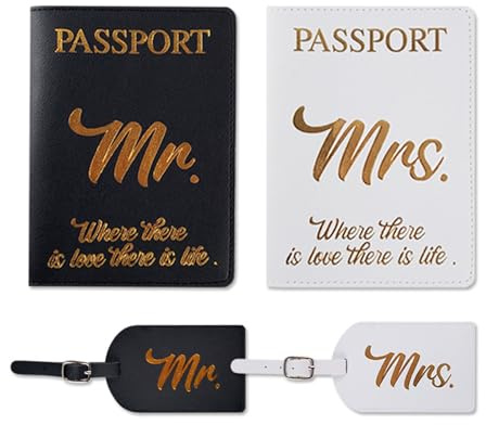 Custodia per Passaporto e Etichette per Valigie, Etichetta per Bagagli Progettazione della Mappa Bagaglio Accessori da Viaggio Luggage Tags, Viaggio Holiday Deposito Bagagli Tag (Bianco+ Nera)